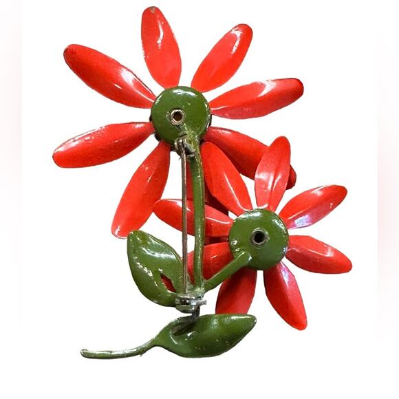 Vintage Pin/Brooch Bundle of 3 with 2-Floral and 1-vintage style bicycle - Picture 5 of 12